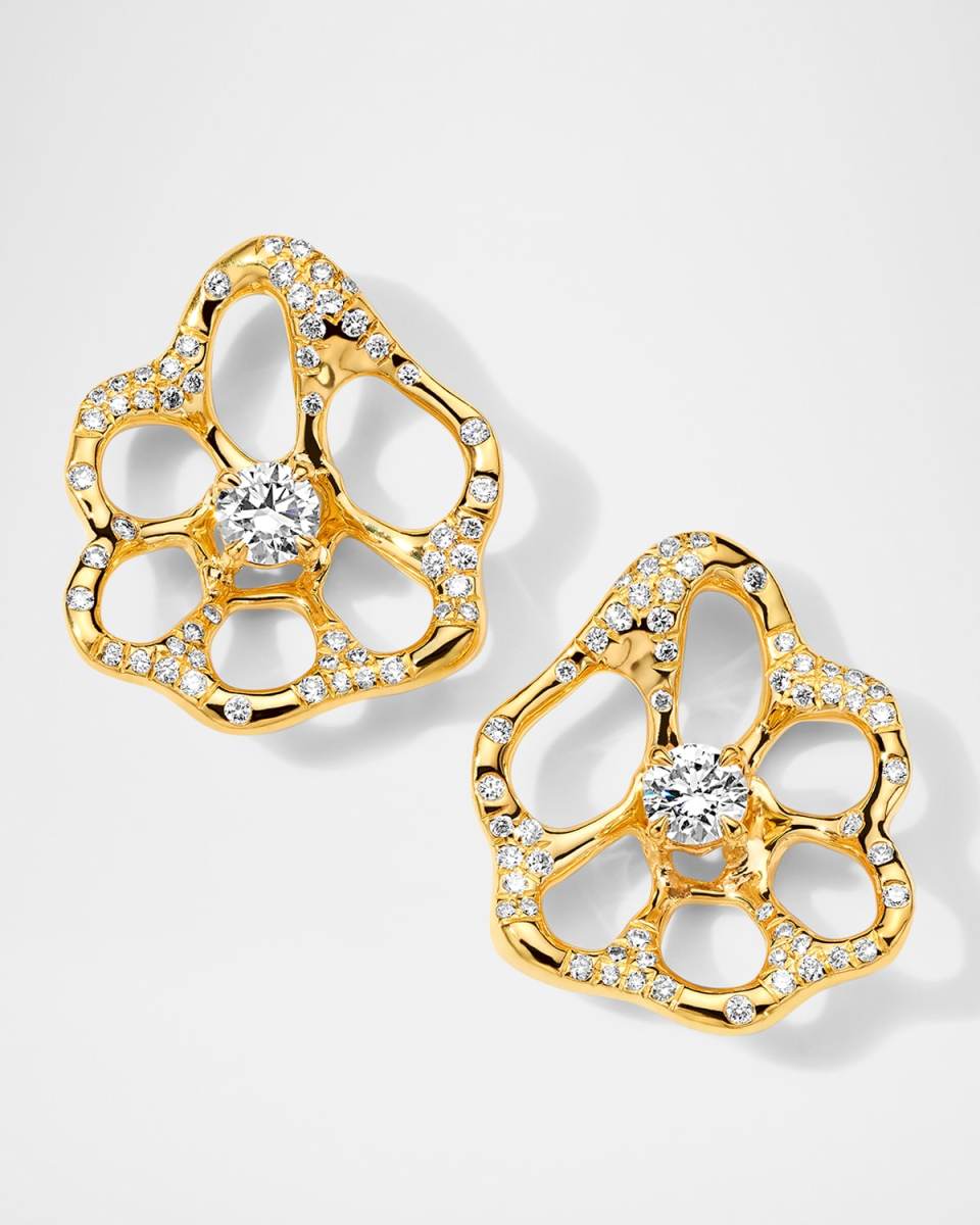 18K Stardust Drizzle Flora Medium Diamond Stud Earrings